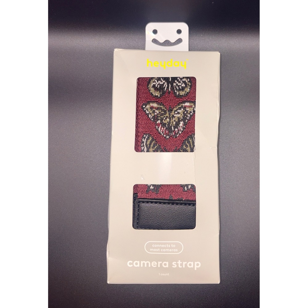 Heyday Camera‎ Strap Burgundy Butterfly Tapestry Woven Pattern New in Box